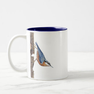 Taza Bicolor Pájaro nuthatch maderero (Sitta Europaea) Mug