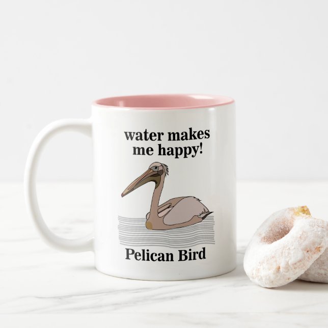 Taza Bicolor Pájaro Pelícano (Con donut)