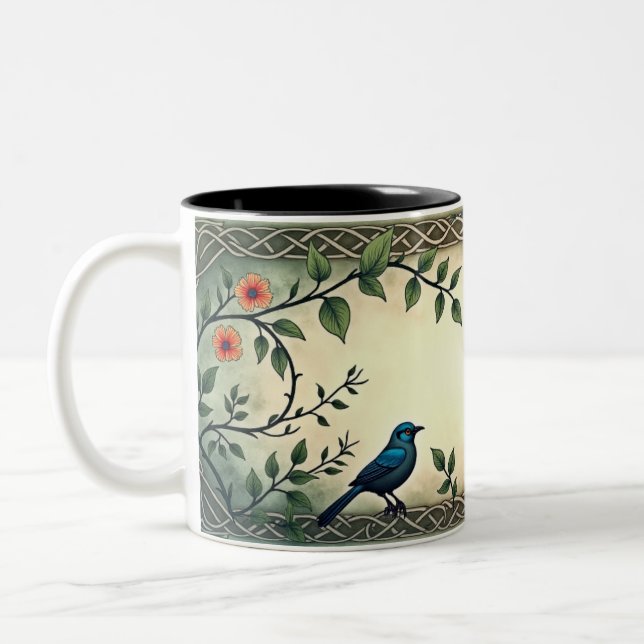 Taza Bicolor Pájaro y mariposa (Izquierda)