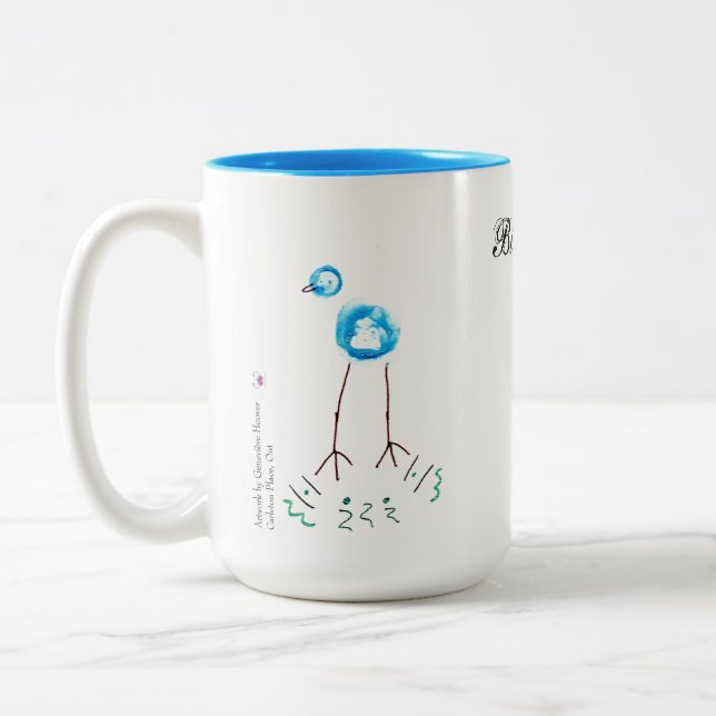 Taza Bicolor Pájaros azules - caprichosos - ilustraciones (Izquierda)