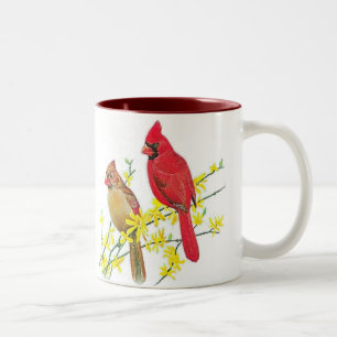 TAZA BICOLOR PÁJAROS CARDINALES