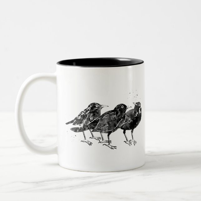 Taza Bicolor Pájaros Cuervo,Cuerno (Izquierda)