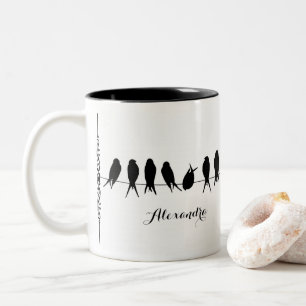 Taza Bicolor Pájaros de café Personalizar en una cabina