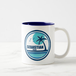 Taza Bicolor Pájaros de palmeras Sebastian Beach Fort Lauderdal