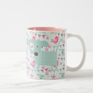 Taza Bicolor Pájaros, perros, banderas, flores