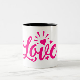 Taza Bicolor Palabra de amor rosa