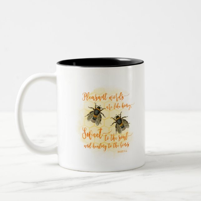 Taza Bicolor Palabras agradables Cita de la Biblia (Izquierda)