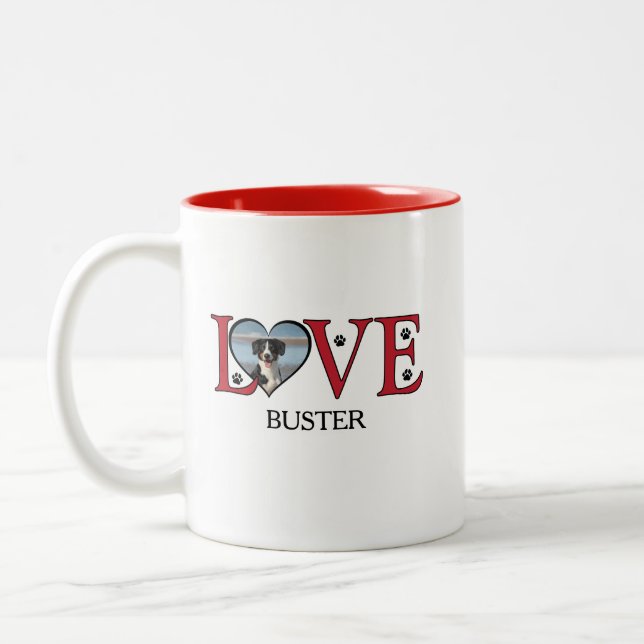 Taza Bicolor Palabras de amor lindas con foto de perros (Izquierda)