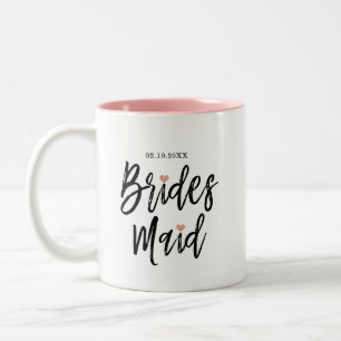 Taza Bicolor Palabras de pincel moderno Rosa Corazones de oro d