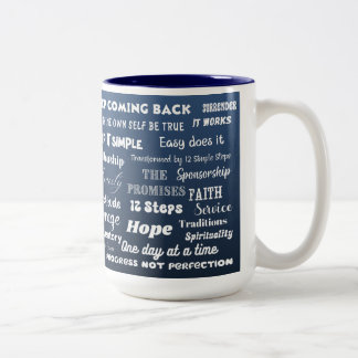 Taza Bicolor Palabras y eslóganes de recuperación en 12 pasos