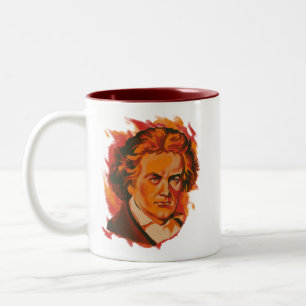 Taza Bicolor Paleta de Fuego de Beethoven Cita Retrato