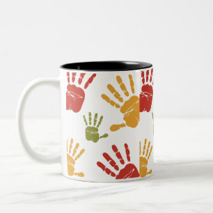 Taza Bicolor palmas de pintura, mano