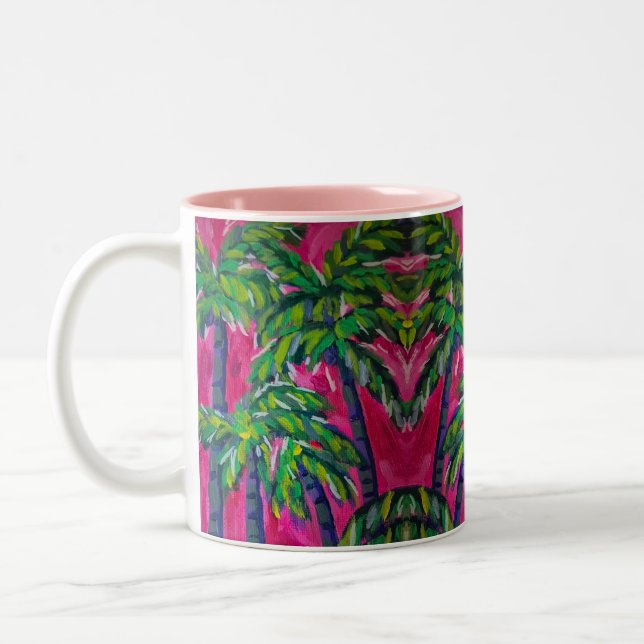 Taza Bicolor Palmas tropicales rosadas calientes (Izquierda)