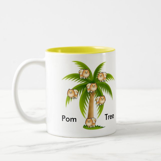 Taza Bicolor Palmera con Pomeranians (Izquierda)