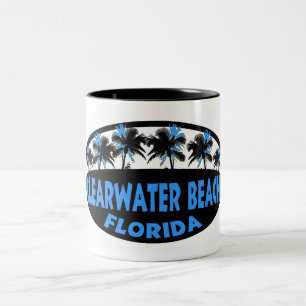 Taza Bicolor Palmeras de Clearwater Beach Florida