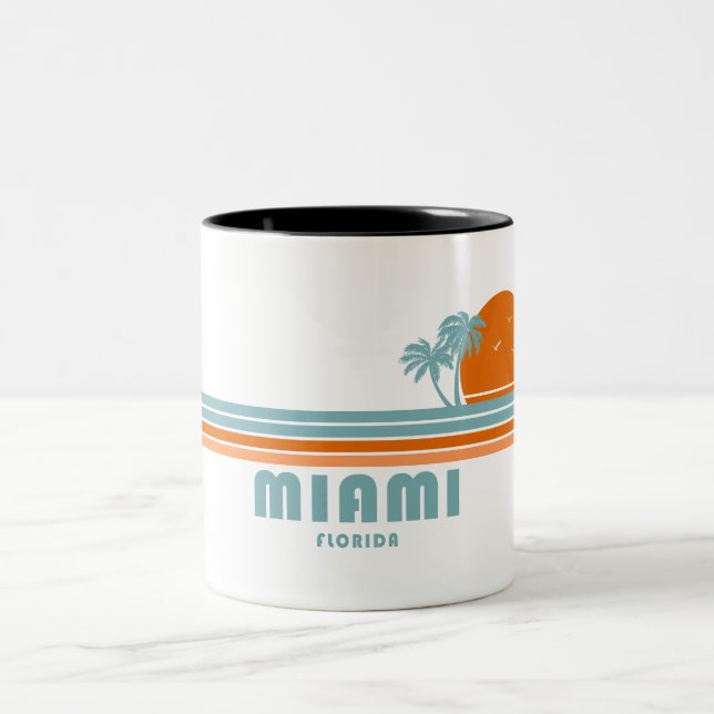 Taza Bicolor Palmeras Sun de Miami Florida (Centro)