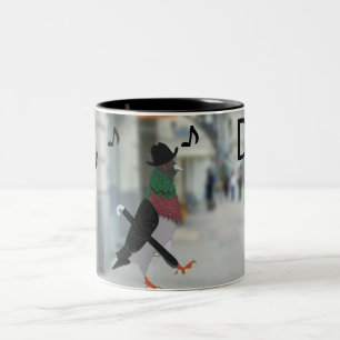 Taza Bicolor Paloma Por La Ciudad Editable Divertido Día Del Pa