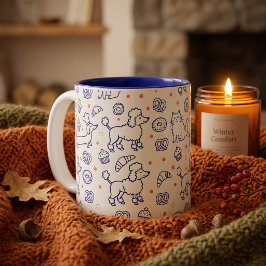 Taza Bicolor Panadería Cachorros y Gatitos Azul Marino