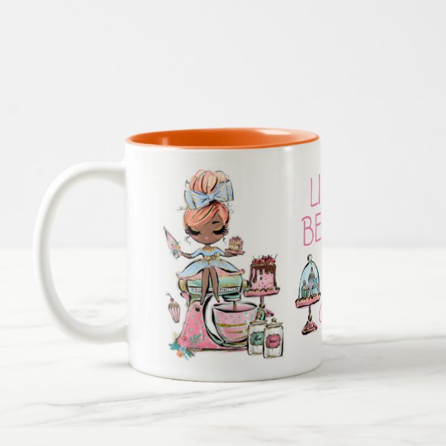 Taza Bicolor Panadería para pequeñas empresas, pastelitos (Izquierda)