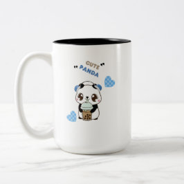 Taza Bicolor Panda Adorable con Té de Burbujas