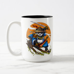Taza Bicolor Panda Bear Samurai Ninja
