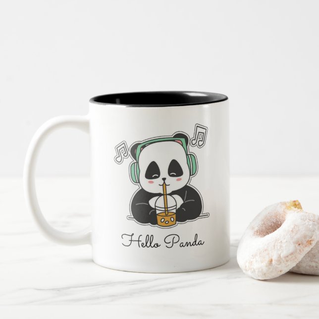 Taza Bicolor Panda Design (Con donut)