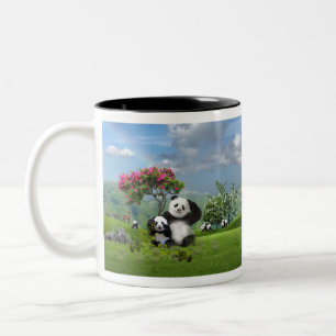 Taza Bicolor Panda en paraíso