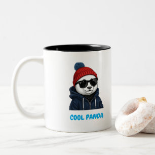 Taza Bicolor Panda genial con gafas y gorro