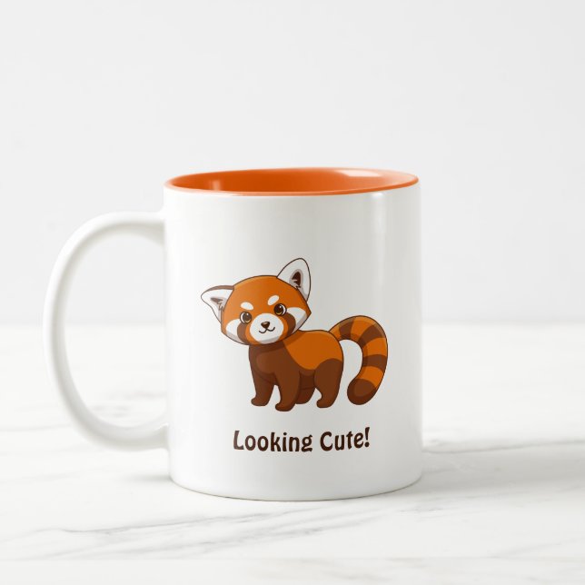 Taza Bicolor Panda Rojo Adorable (Izquierda)