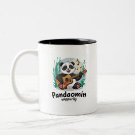 Taza Bicolor Panda Tocando Guitarra- Divertido Panda Musical