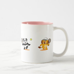 Taza Bicolor Panda y león del tenis