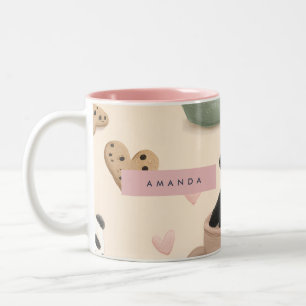 Taza Bicolor Panda y patrón de oso personalizados