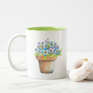 Taza Bicolor Pansies acuarelas potentes