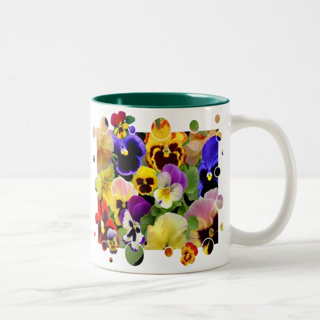 Taza Bicolor PANSY PATCHWORK ~ Dos Mug de tono (Derecha)