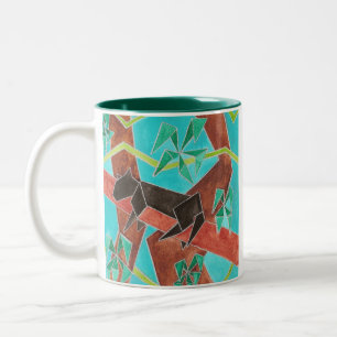 Taza Bicolor Pantera de la selva Arte abstracto original