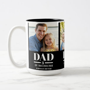 Taza Bicolor Papá Año de Establecimiento Nombre Número 3 Foto F