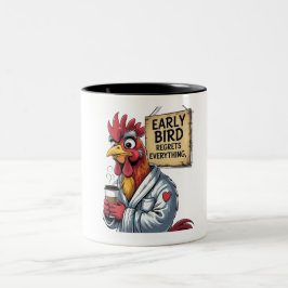 Taza Bicolor Papá Ave Temprano - Gracioso Rooster