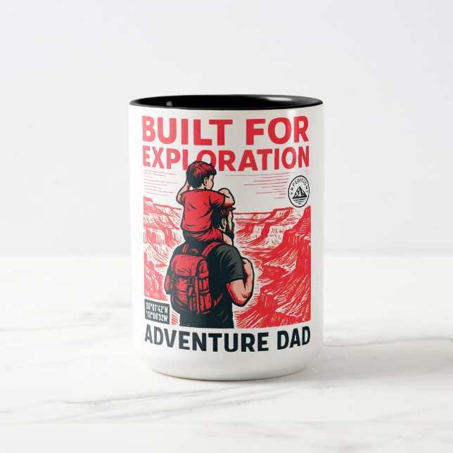 Taza Bicolor Papá Aventurero – CONSTRUIDO PARA LA EXPLORACIÓN (Centro)