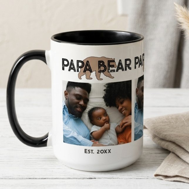Taza Bicolor Papa Bear Father Year Established Photo (Subido por el creador)
