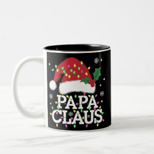 Taza Bicolor Papa Claus Luces de Navidad Pijama Familia a Juego