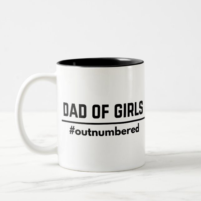 Taza Bicolor Papá de divertido #Outnumbered chica (Izquierda)