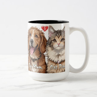 Taza Bicolor Papá de perro y gato - Gracioso diseño de padre Ma