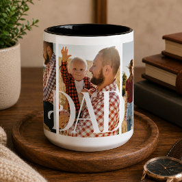 Taza Bicolor Papá Estableció Foto Familiar Personalizada
