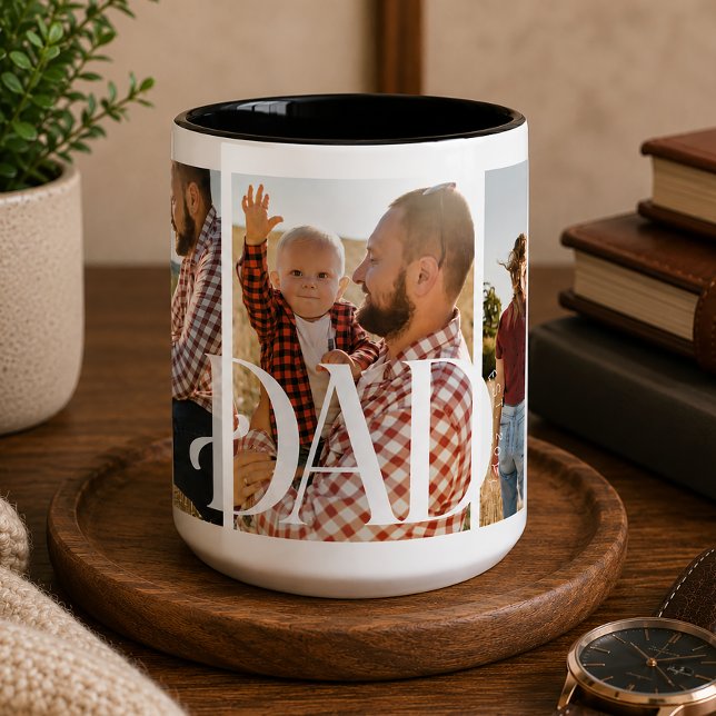 Taza Bicolor Papá Estableció Foto Familiar Personalizada (Subido por el creador)