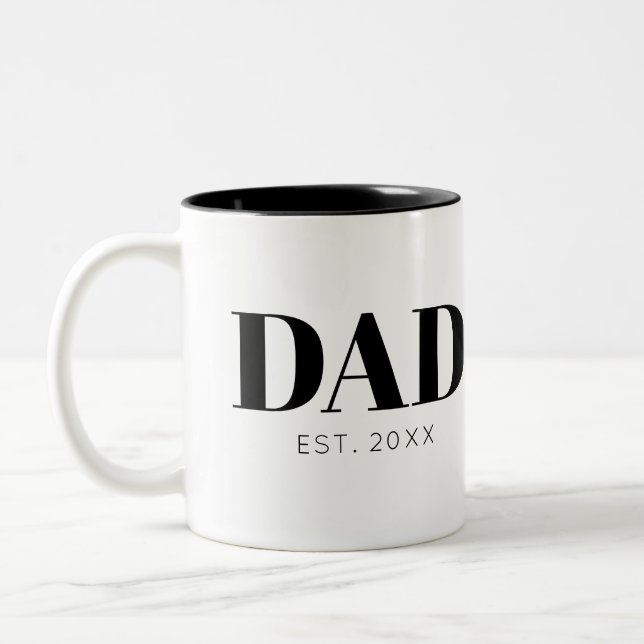 Taza Bicolor Papá Estableció Texto Simple Año Mínimo (Izquierda)
