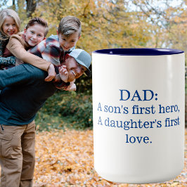 Taza Bicolor Papá Hijos Primero Héroe Hijas Primero Amor