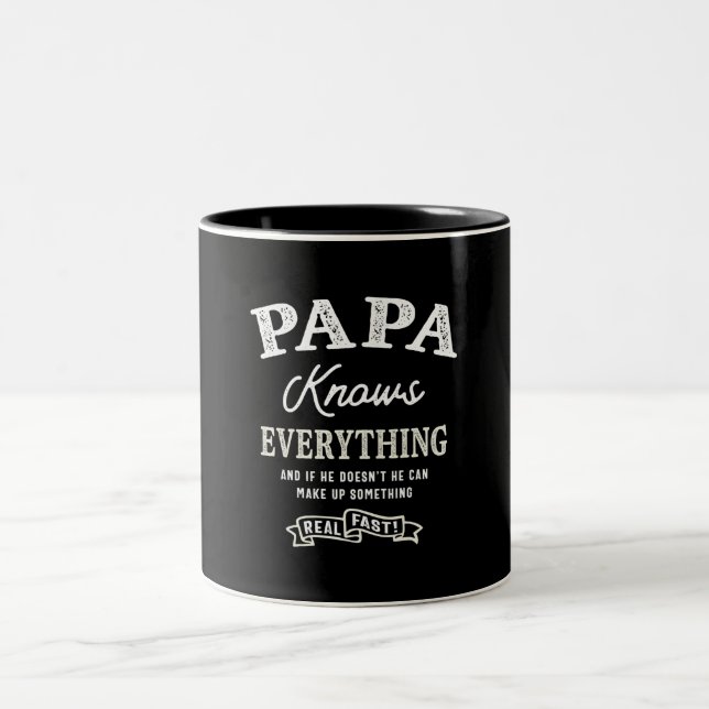 Taza Bicolor Papa Knows Everything - Funny Fathers Day (Centro)
