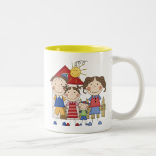 Taza Bicolor Papá, Mamá, Hermana Mayor, Hermano Menor Familia