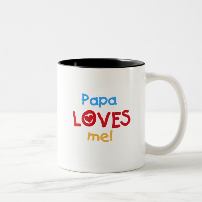 Taza Bicolor Papa me ama camisetas y regalos (Derecha)