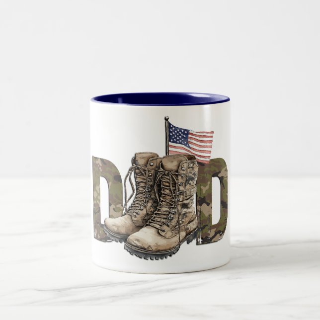 Taza Bicolor Papá Militar Patriota (Centro)